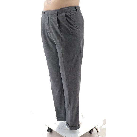 NWT LANDS' END TALL YEAR ROUNDER PLAIN FRONT CW WOOL PANTS DARK CHARCOAL 42T - Picture 2 of 7